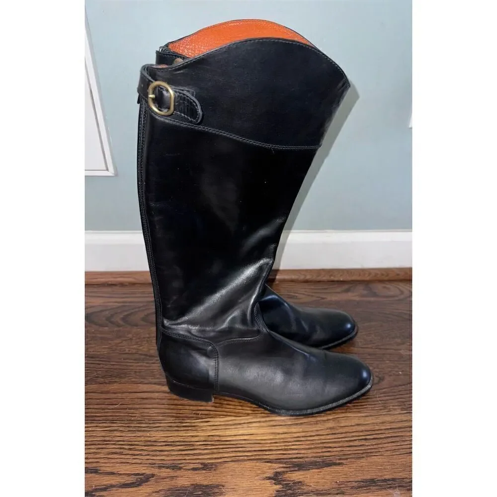 Fratelli‎ Rossetti Women's Knee-High Black Leather Riding Boots Size 9.5